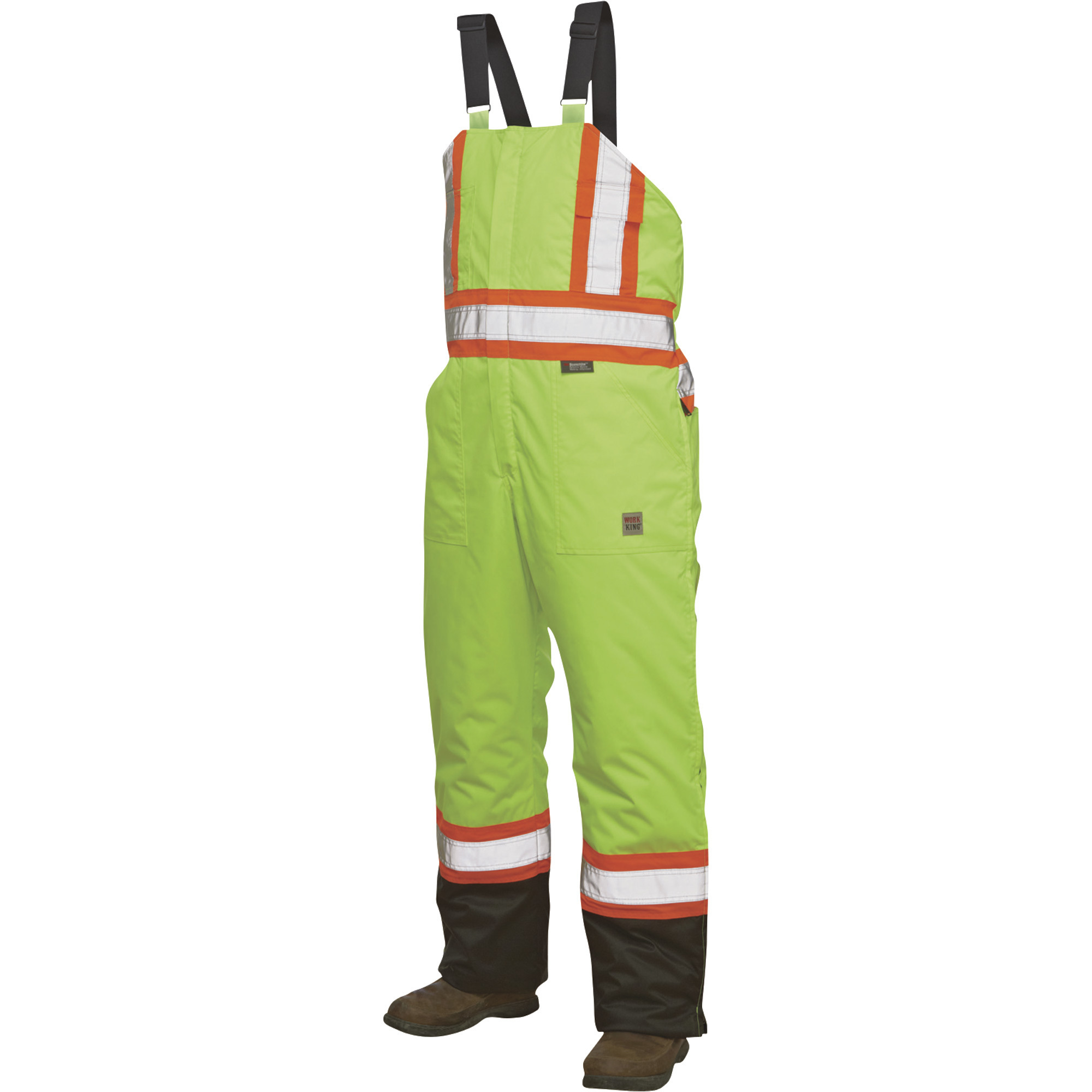 Work King Men's Class 2 High Visibility Lined Bib Overall, Lime, Large, Model# S79811-FLGR-L